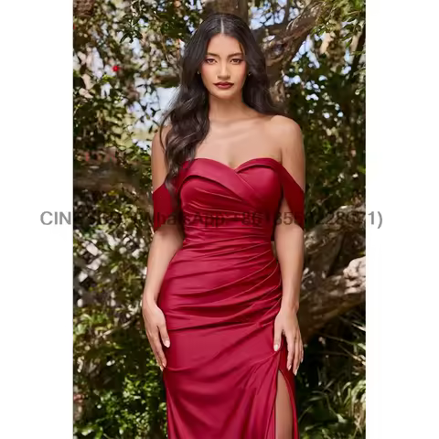 Bridesmaid Dress Tank Sleeves Evening Prom Dress Elegant Prom Dress High Split Satin Spaghetti Party Club Wear