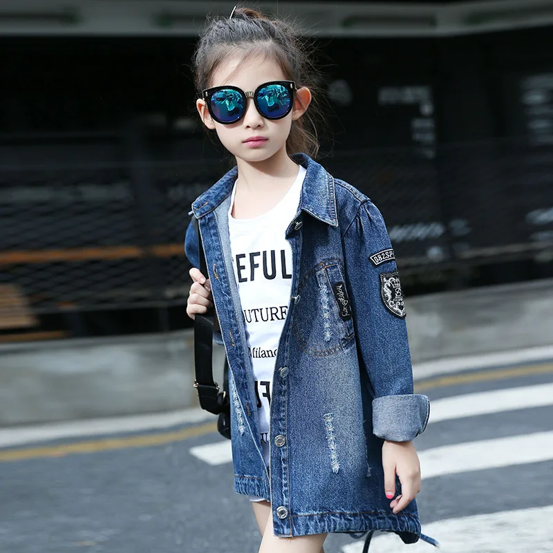 New Arrival 2023 Autumn Baby Girls Denim Jacket Girls Sequined letters pattern Denim Outerwear Jacket Coat Child Casual Jacket