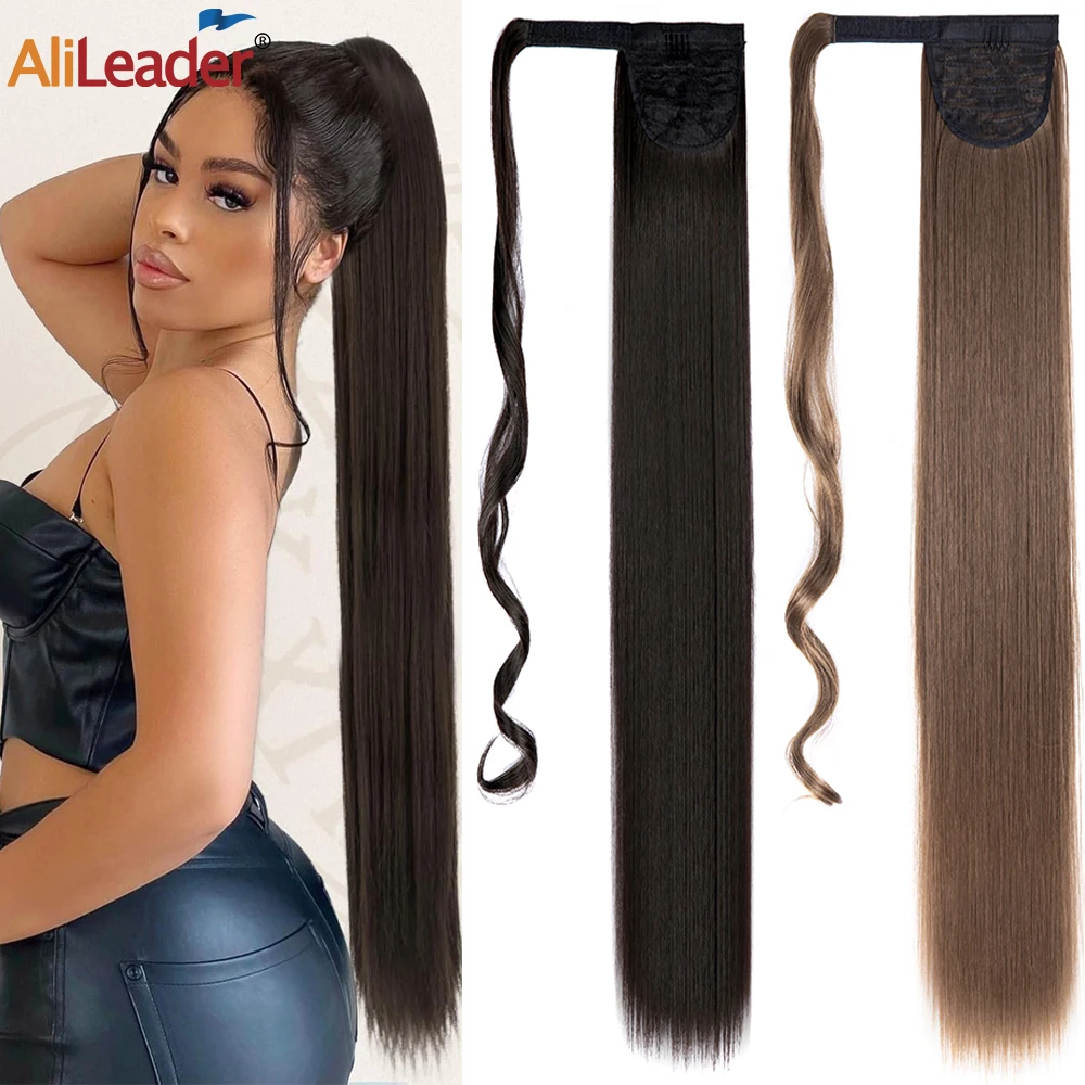 

33" Ponytail Extensions Long Straight Wrap Around Fake Pony Tail Clip In Hair Extension 85Cm Synthetic Heat Resistant Hairpiece