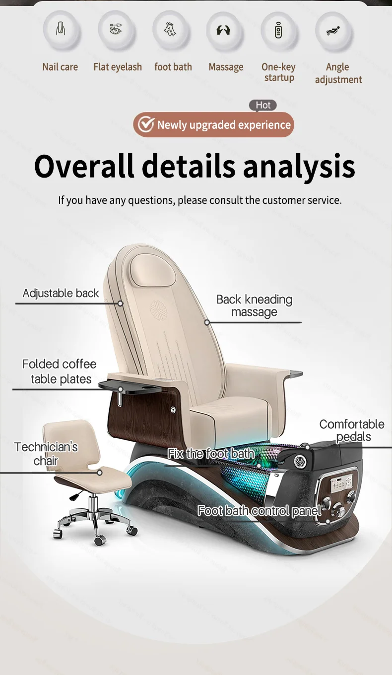 XinSheng Beauty Maniküre-Nagelsofa Fußbad-Stuhl Pedikürestuhl mit Elektrischer Rückenmassage Salon SPA Fußmassage-Möbel – Detail 4