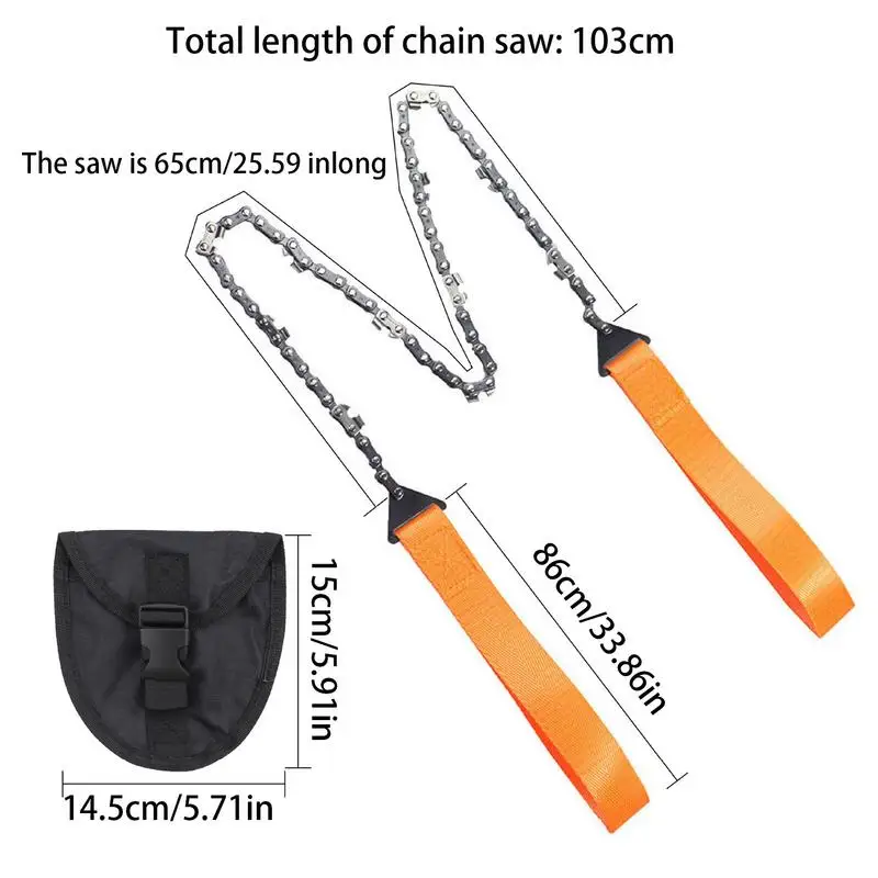 Hand Chain Saw Manual Rope Pocket Steel Chain Saw Ergonomic Handle Design Portable Chain Saw For Landscaping Gardening Wood