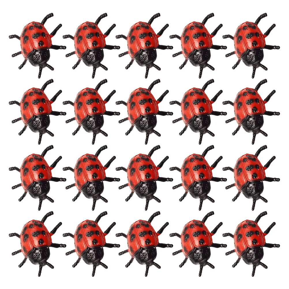 25 PCS Pvc Simulation Ladybug Toys Tricky Prop Insect Small Plastic Ladybird Child Props