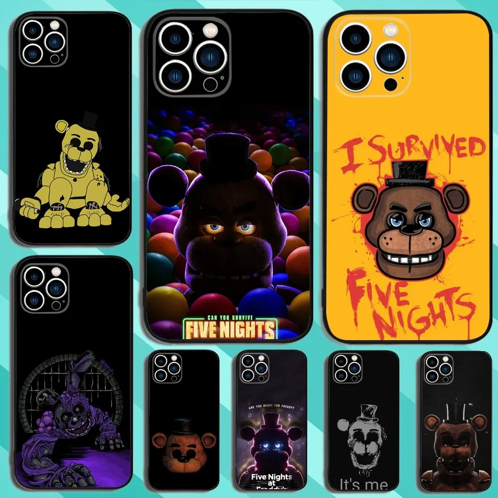 F-Five N-Nights at Freddys FNAF Phone Case For iPhone 15,14,13,12,11,Plus,Pro Max,XS,X,XR,SE,Mini,8,7 Soft Silicone Black Cover