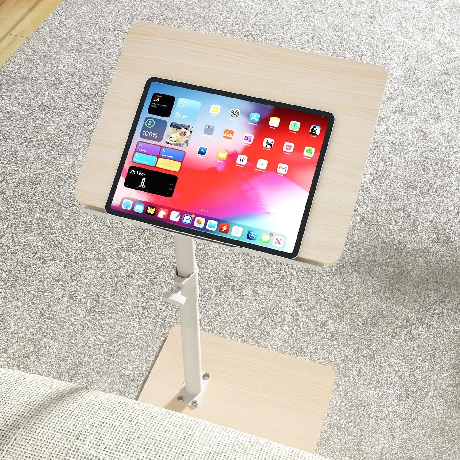 

Sofa Armrest Tray Table For Couch - 360° Swivel Height Adjustable End For Small Spaces, Sna Side Table For Bed Or Chair With