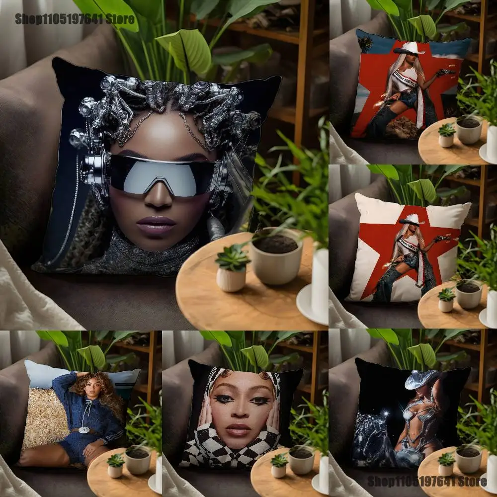 

Singer B-Beyonce Cowboy Pillow Case For Sofa Decor Car Office Room Printing Cushion Cover Decorations and Protector