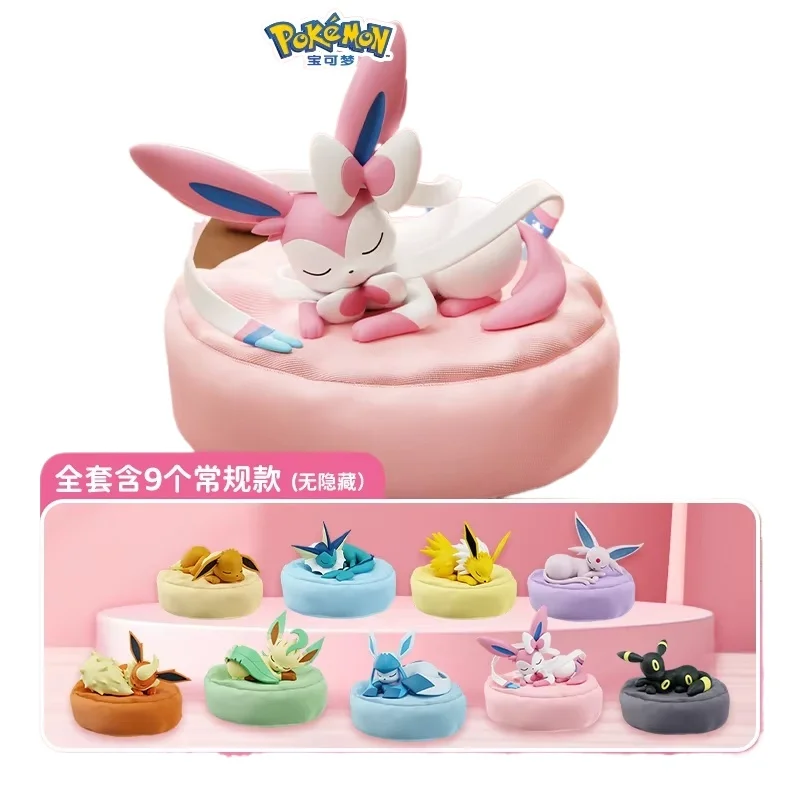 2026 Hot Anime Eevee Multi Stance Sleeping Posture Series Blind Box Figures Cute Desk Decor Scene Building Kit Model Toy Gifts
