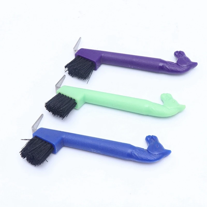 3Pieces Horse Hoof Pick Brush Set With Long Handle, Portable Hoofpick, Random Colors, Easy To Use