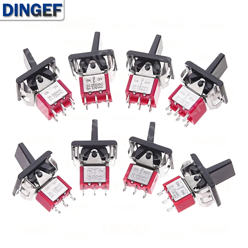 1 Uds SH T80-R serie Mini interruptor de palanca de paleta montaje en Panel cuadrado a presión 5A/125VAC