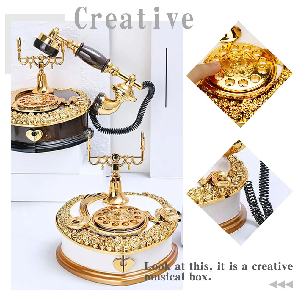 1Pcs Elegant Music Box Retro Detailed Craftsmanship Home Decorative Storage Case for Shelf Table