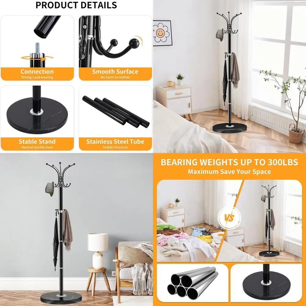 

Современный 360 ° Вращающаяся вешалка для одежды с 14 крючками, мраморное основание, для шляп и сумок, подходит для прихожей или офиса