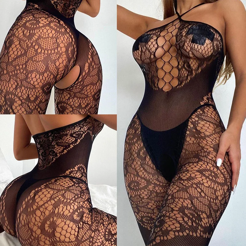 الاتجاه مثير مفتوح المنشعب Bodystockings النساء مثير الملابس الداخلية شير شبكة صيد السمك ارتداءها الدانتيل الملابس الداخلية المثيرة الجوارب Crotchless