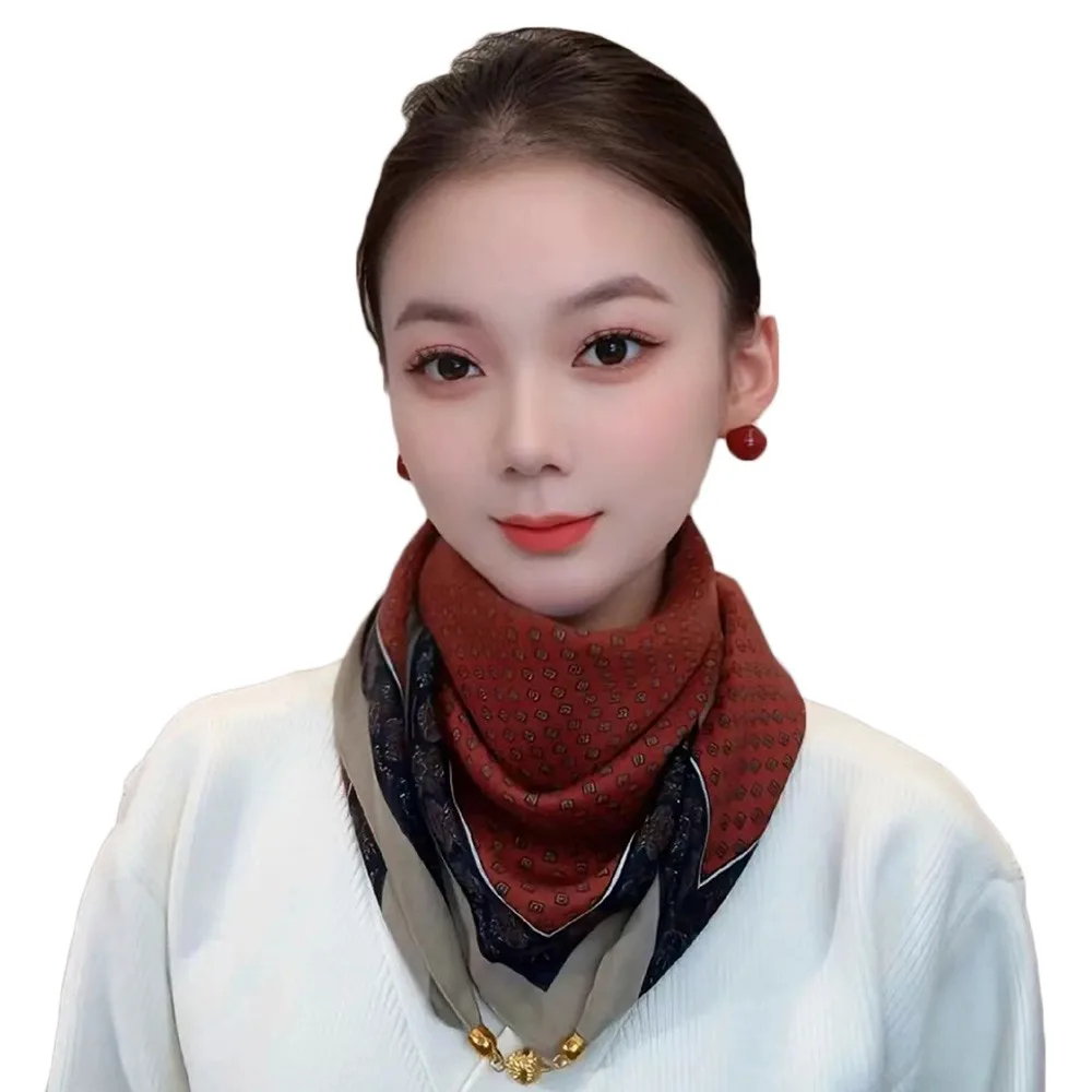 

Модный хлопковый льняной зимний шелковый шарф, мягкий утолщенный шарф с магнитной пряжкой, теплый треугольный женский шарф