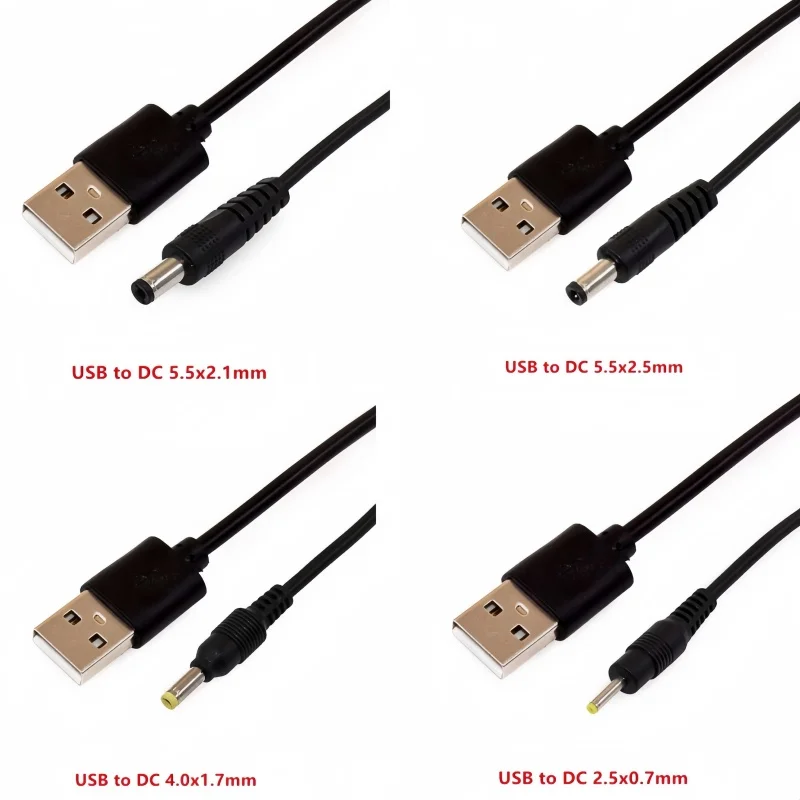 1pcs Usb Male To 5.5 Mm X 2.1mm 5.5*2.5 Barrel Jack Power Cable Ac Plug Transfer Connector Charger Interface Converter