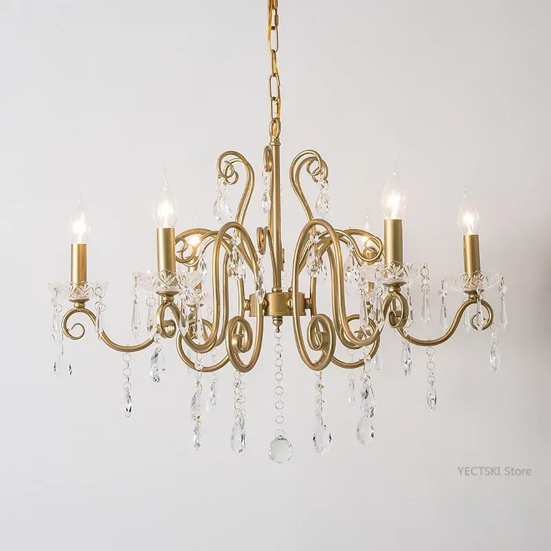 

GHJUYIOL French crystal chandelier, American light luxury restaurant lighting, simple branch shaped study bedroom light