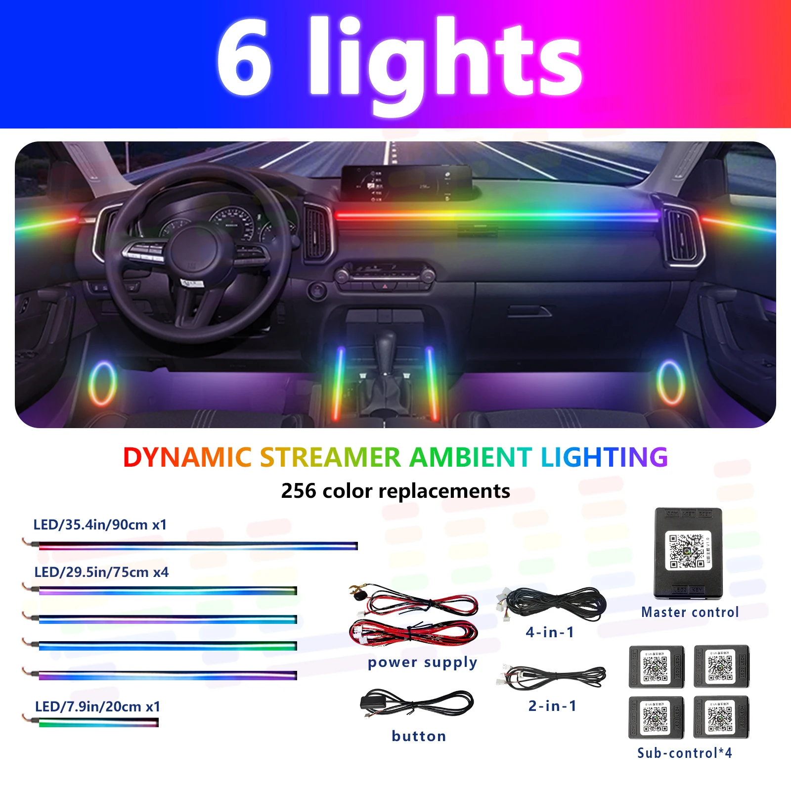 

FILIPLI Bluetooth LED Car Strip Lights 16M Colors Acrylic Ambient Lighting Waterproof App Control Easy Install for Car Interior