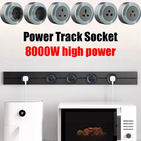 레일 소켓, UK EU US FR 표준 원형 이동식 어댑터, 홈 주방 회의 벽 장착/내장 전원 트랙 소켓, USB 포함