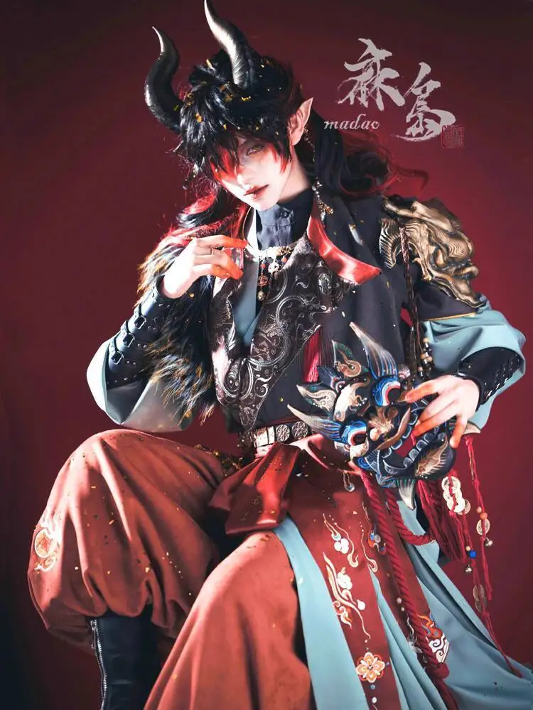 

New Fiesta Carnival Halloween Cos Cosplay Han Elements Round Neck Lapel Crossed Collars Embroidery Makeup Flower Weaving Gold