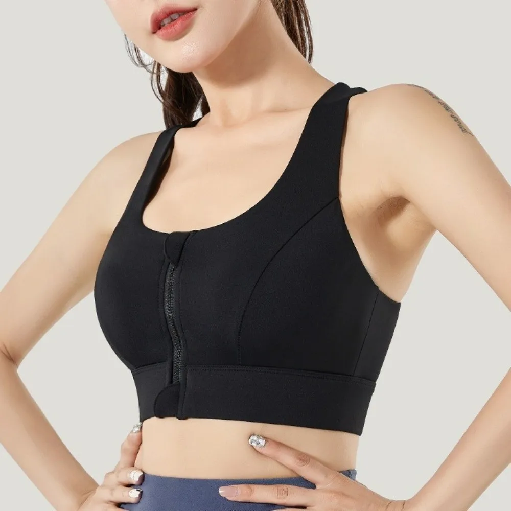 حمالة صدر رياضية بسحاب أمامي عالي التأثير مضادة للترهل ملابس داخلية لليوجا بقصة ضيقة ملابس داخلية من قطعة واحدة ملابس داخلية مضادة للصدمات للسيدات