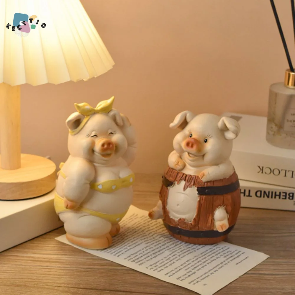 

Unique Cute Pig Piggy Bank Cartoon Large Capacity Animal Saving Box Durable ResinPig Ornament Home Decor