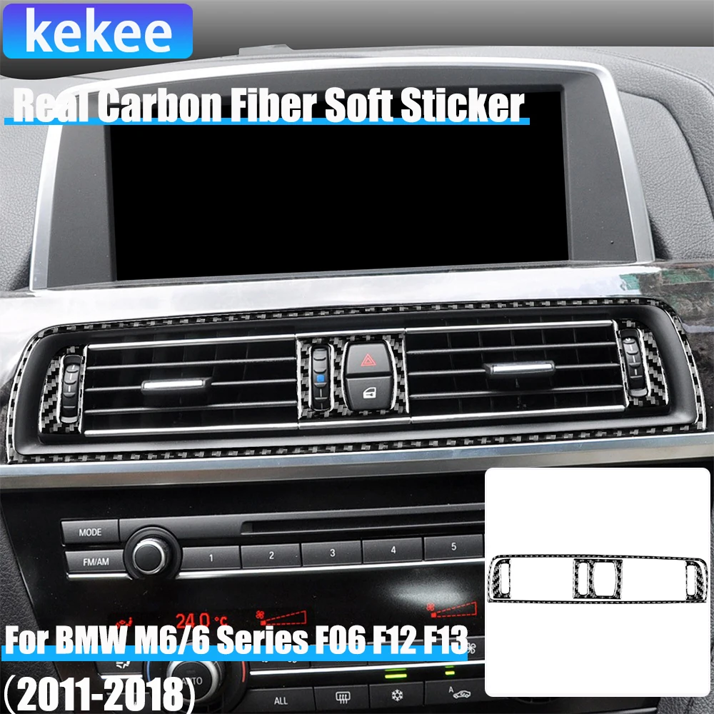 

Настоящие автомобильные аксессуары из углеродного волокна, центральная рамка для вентиляционного отверстия, мягкая наклейка для BMW 6 серии/M6 F06 F12 F13 M Sport 2011-2018