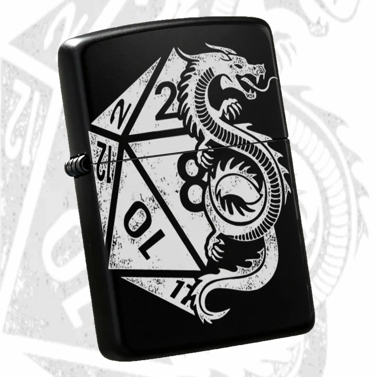 Vintage Distressed D20 Dice Dragon Pattern Portable Lighter, Delicate Fun Tabletop Game Peripheral, Durable Daily Use Ignition Tool For Outdoor Camping Travel Party Gathering, Creative Exquisite Practical Versatile Acce A Humorous And Inter