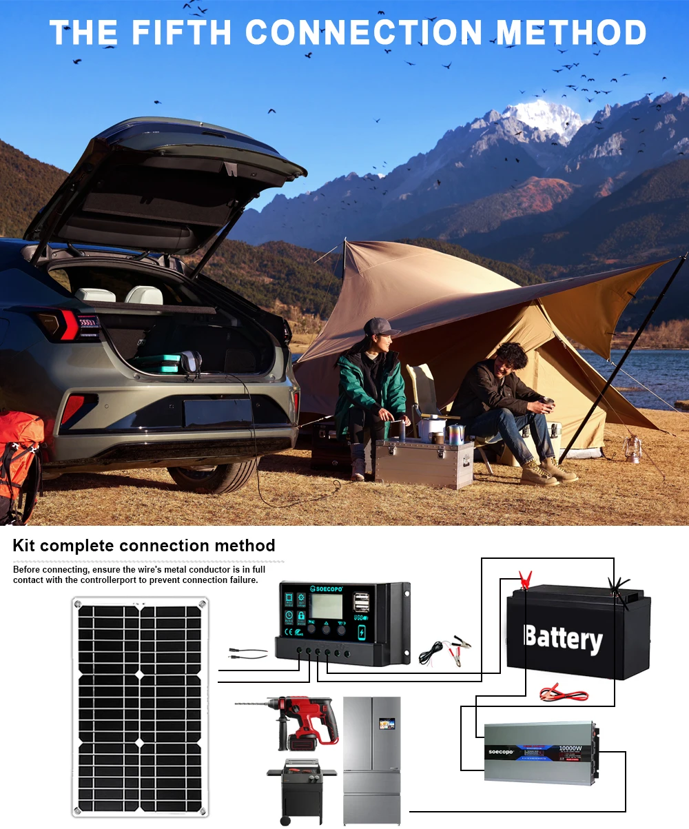 Kit sistema solare da 10000 W ad alta efficienza con controller da pannello solare 30 A e inverter da 1000 W per conversione CC 12 V e 24 V a CA