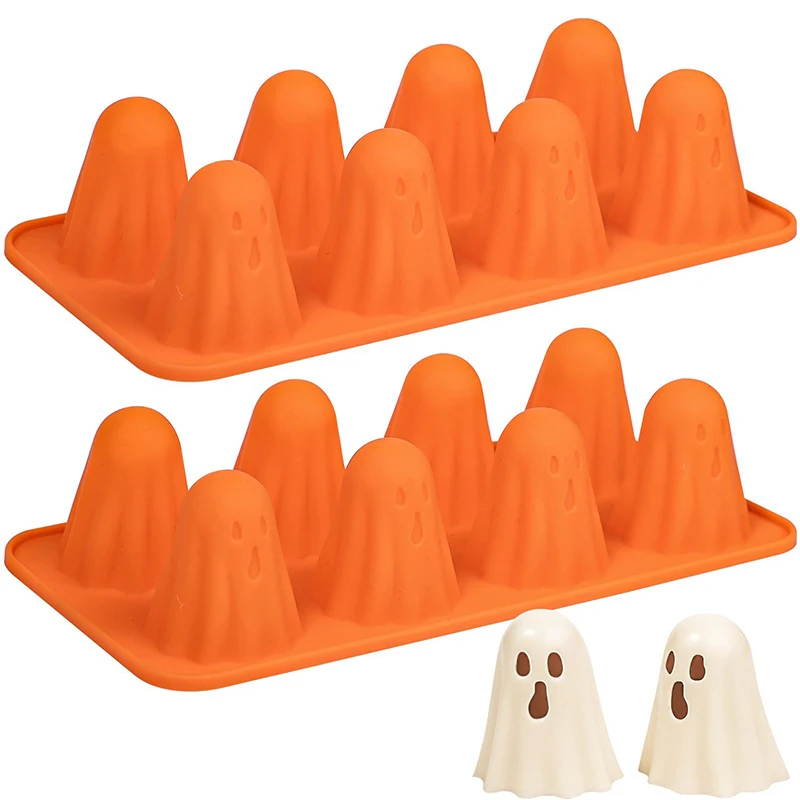 

2 Pack Halloween Molds for Chocolate, Food Grade Silicone Cake Candy Gummy Mold, Skull Pumpkin Bat Ghost Witch Hat Spider Mold