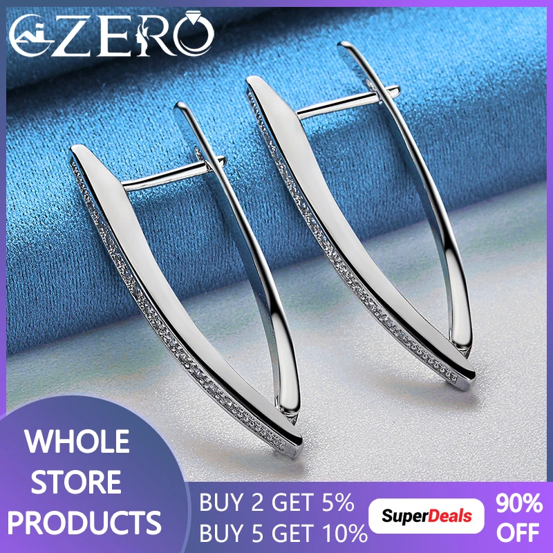 

925 Sterling Silver Zircon V-Shaped Earrings For Women Wedding Party Popular Jewelry Fashion Individuality Trend Accessories