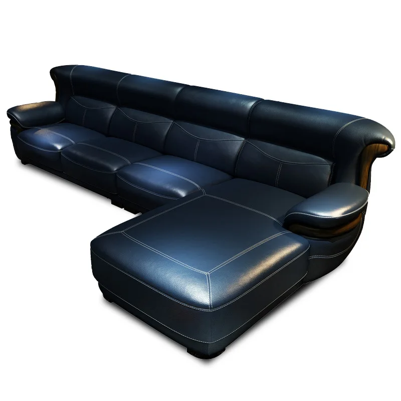 

New Chinese leather sofa, modern simplicity, living room combination
