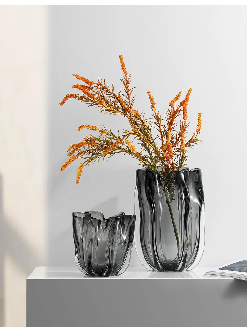 Creative Transparent Floor-to-ceiling Glass Large Vase Ornament Flower Arrangement Simple Living Room Entrance Desktop Home