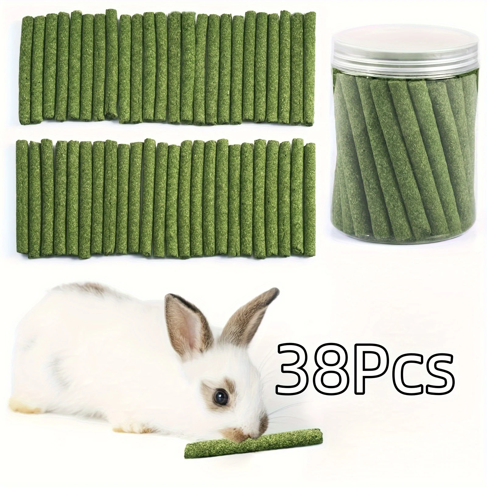 Timothy Hay Sticks for Rabbits 38PCS, Natural Timothy Grass Molar Teeth Stick Chew Toys for Bunnies Chinchillas Guinea Pigs Hams