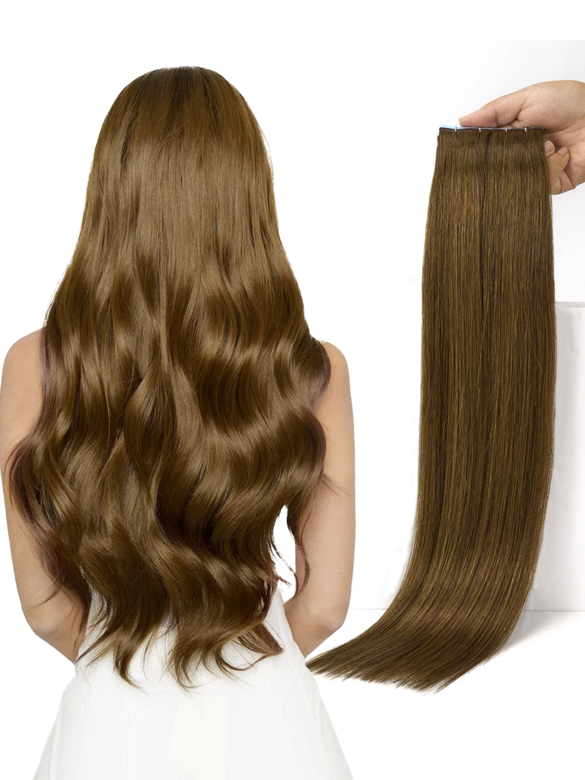 

LOVELINE Tape in Hair Extensions Human Hair Chocolate Brown Luxury Remy Human Hair Seamless Invisible Tape in Extensions