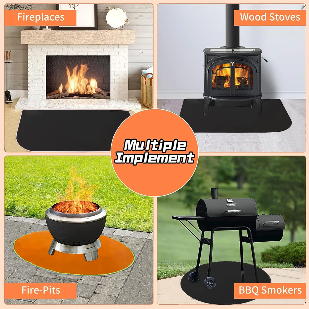 Double Layer Fiberglass Fireproof Flame-Retardant High-Temperature Resistant Fireplace Mat for Wooden Floor Protection