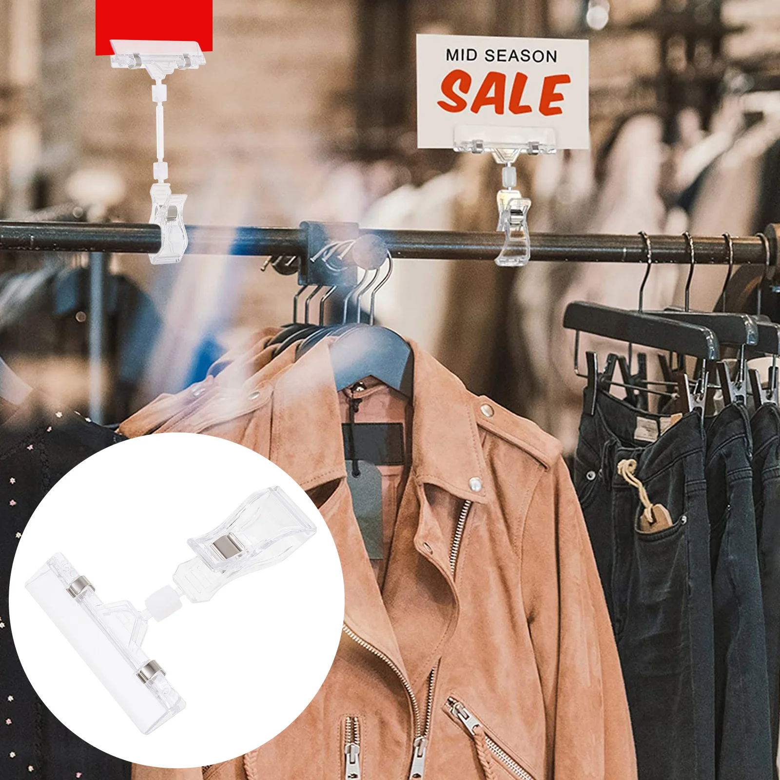 

Price Tag Holder Emblems Display Label Clip Double Clips Rotatable Sign Commodity Clear Swivel Double-ended universal clip