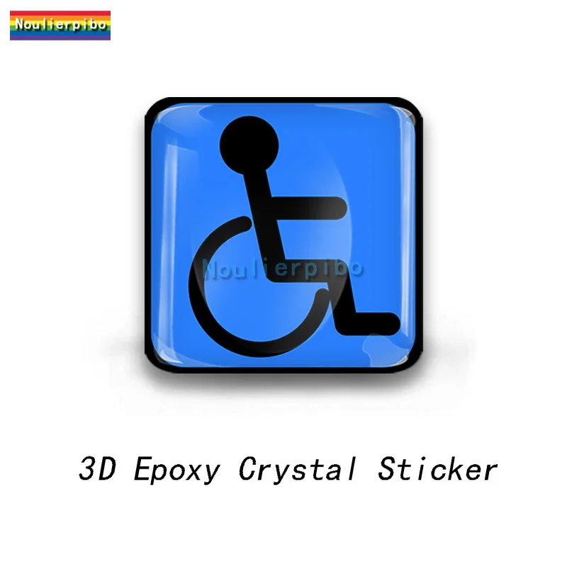 3D Practical Stereo Epoxy Dome Car Sticker Blue Wheelchair Disabled Vinyl Suitable for Car Motorcycle Cell Phone Refrigerator