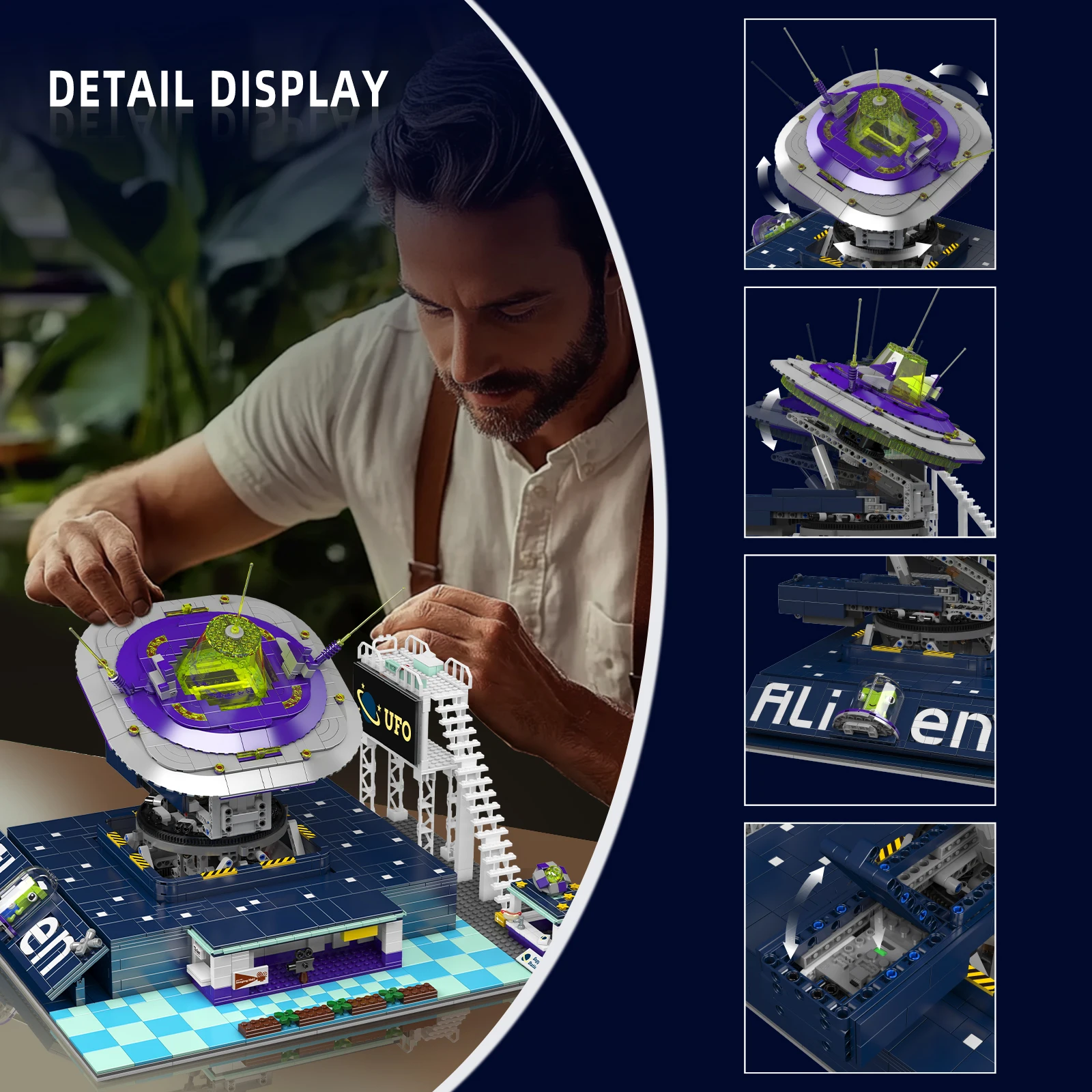 MOLD KING Stazione di monitoraggio UFO alieno 11024 Set di blocchi di costruzione RC Giocattolo tecnico con telecomando per bambini Regalo di Natale