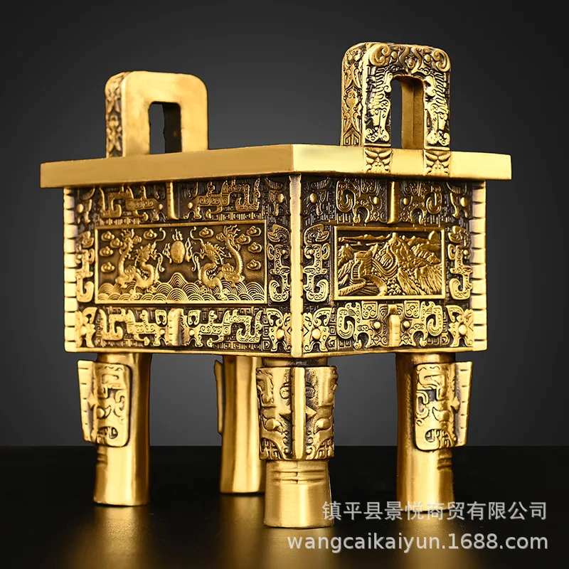 Copper incense burner, pure copper, wealth symbol, square design, suitable for living room or shop decoration, representing pros