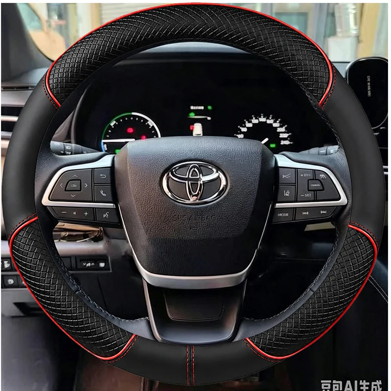 For Toyota Sienna Highlander Grand Highlander Kluger 2020-2026 Hand Stitch Bright Carbon Fiber Steering Wheel Cover Interior