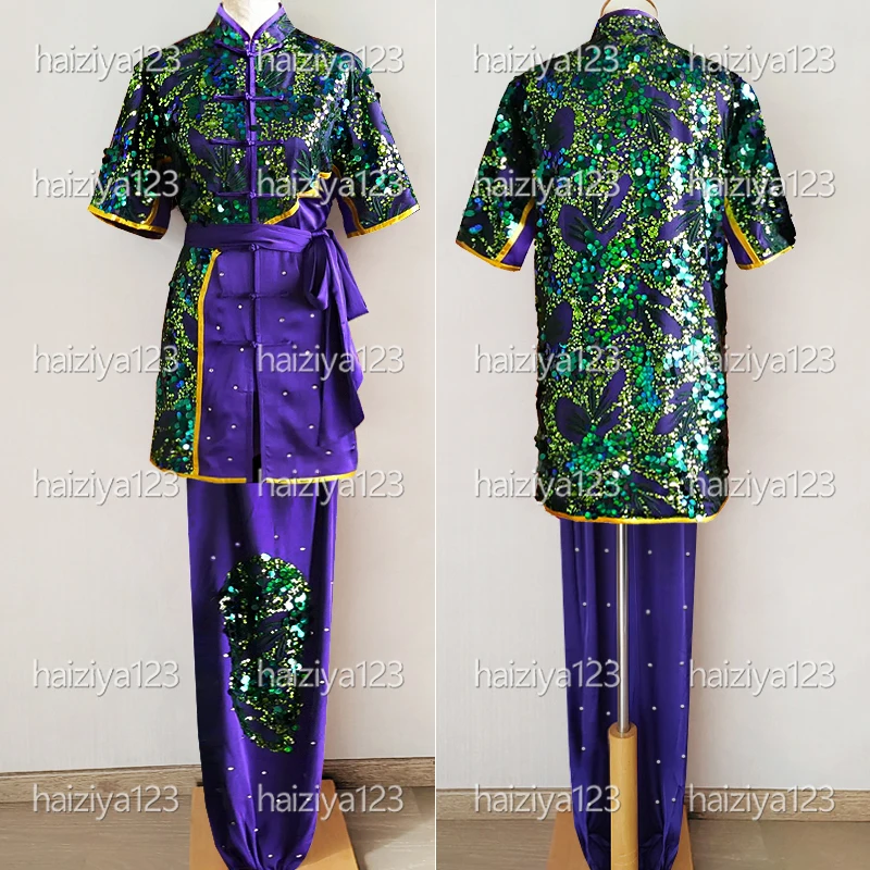 

Embroidery Sequins Wushu uniform Kungfu clothes Martial arts suit Changquan outfit for man woman girl boy kids adults unisex