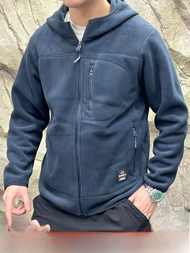 

Double-Sided Fce Hooded Jaet Men's Warmth-Trap Polyester Fiber Windproof Outdoor Sle Stand Fit Autumn Winter Coat