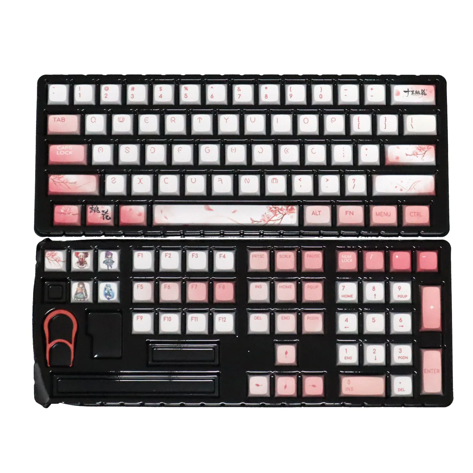 

PBT sublimation keycaps XDA height ball caps Sakura pink sublimation 61/87/104108 mechanical keycaps