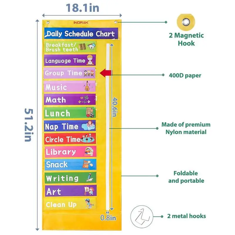 Gráfico de bolso para programação diária, organizador de atividades diárias com cartões, calendário de rotina multifuncional, experiência visual