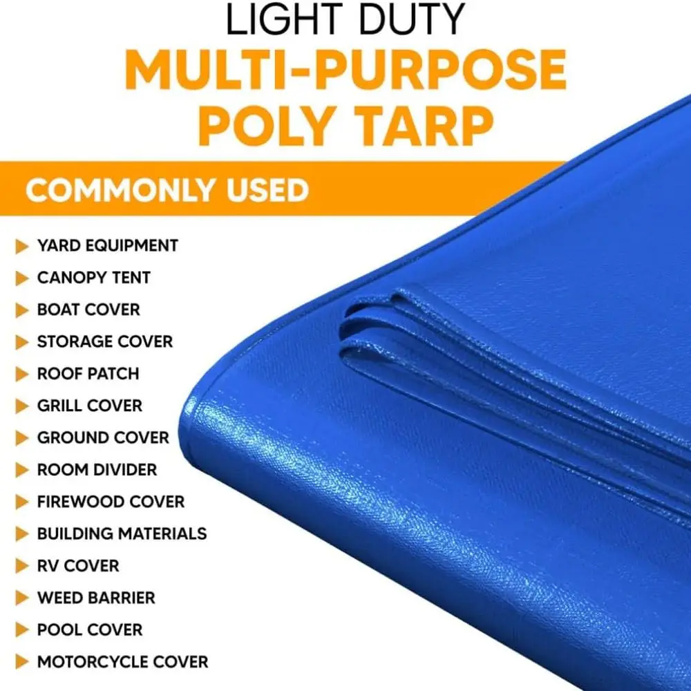 أقمشة زرقاء شديدة التحمل مقاس 20 × 25 قدم، 6 مل، مقاومة للماء، مقاومة للأشعة فوق البنفسجية، حلقات معززة، غطاء متعدد الأغراض #2