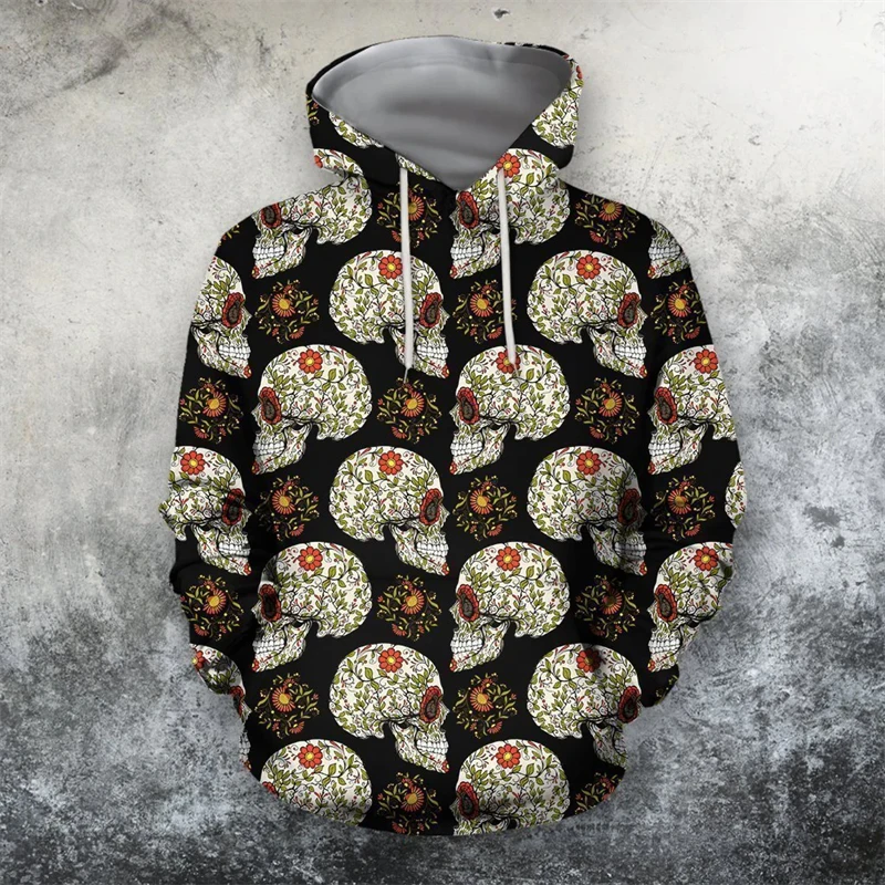 2024 Spring Autumn Hoodies New Men's Fashion 3D Skull Printing Hooded Sweatshirts Hoodie Loose Casual Daily Streetwear Pullovers