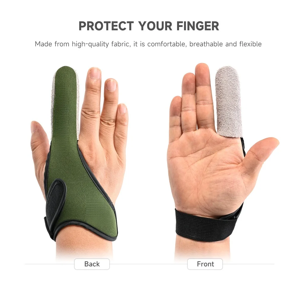 For fishing Finger Protection Sleeve with Leather Reinforced Tips Cloth Body and Non-Slip Textured for Reliable Grip