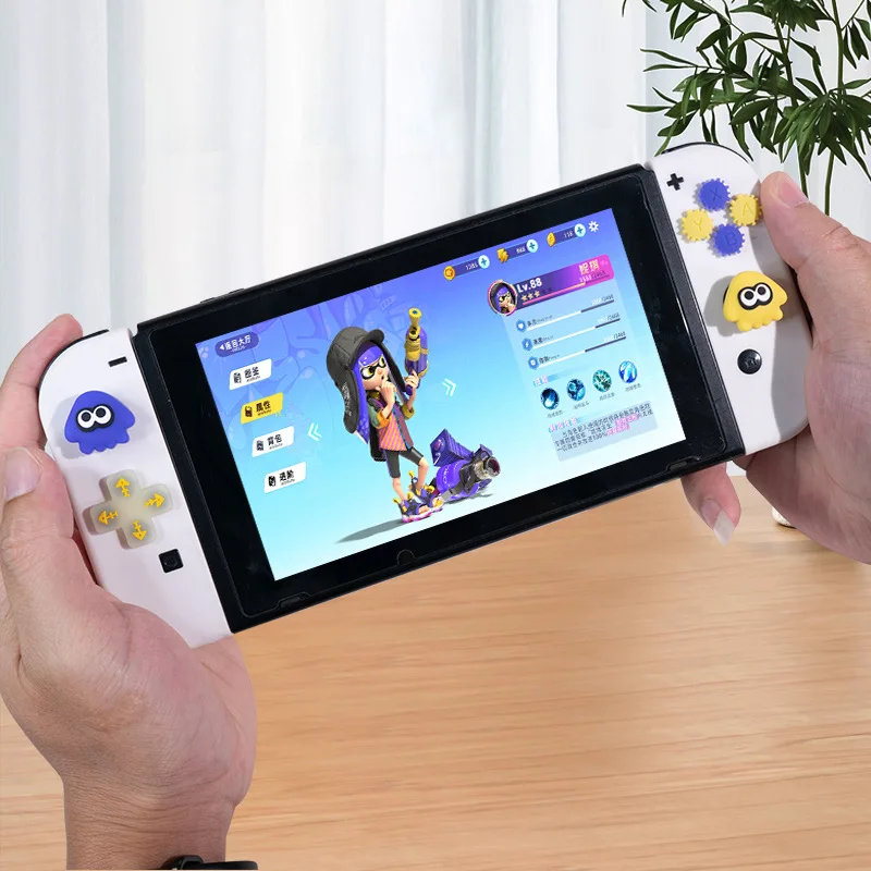 Cute Games Silicone Soft Dpad Cross Button ABXY Key Sticker Case For Switch 2/Oled/Lite NS Joy-con Thumb Stick Grip Cap Cover