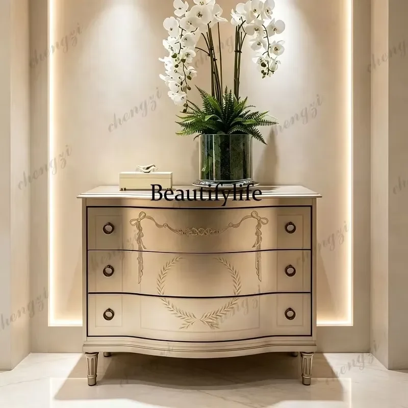 for American Light Luxury Entrance Cabinet French Modern Simple Foyer Locker Bedroom Storage