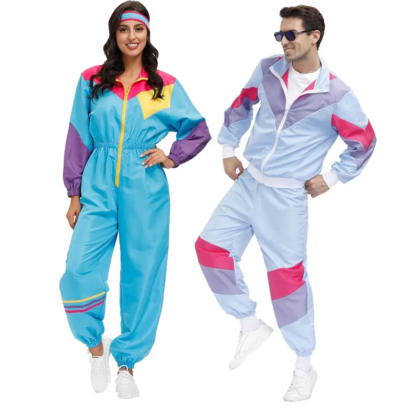 

Couples Hippie Costumes Male Women Carnival Halloween Vintage Party 70s 80s Rock Disco Clothing Suit Cosplay Outfits