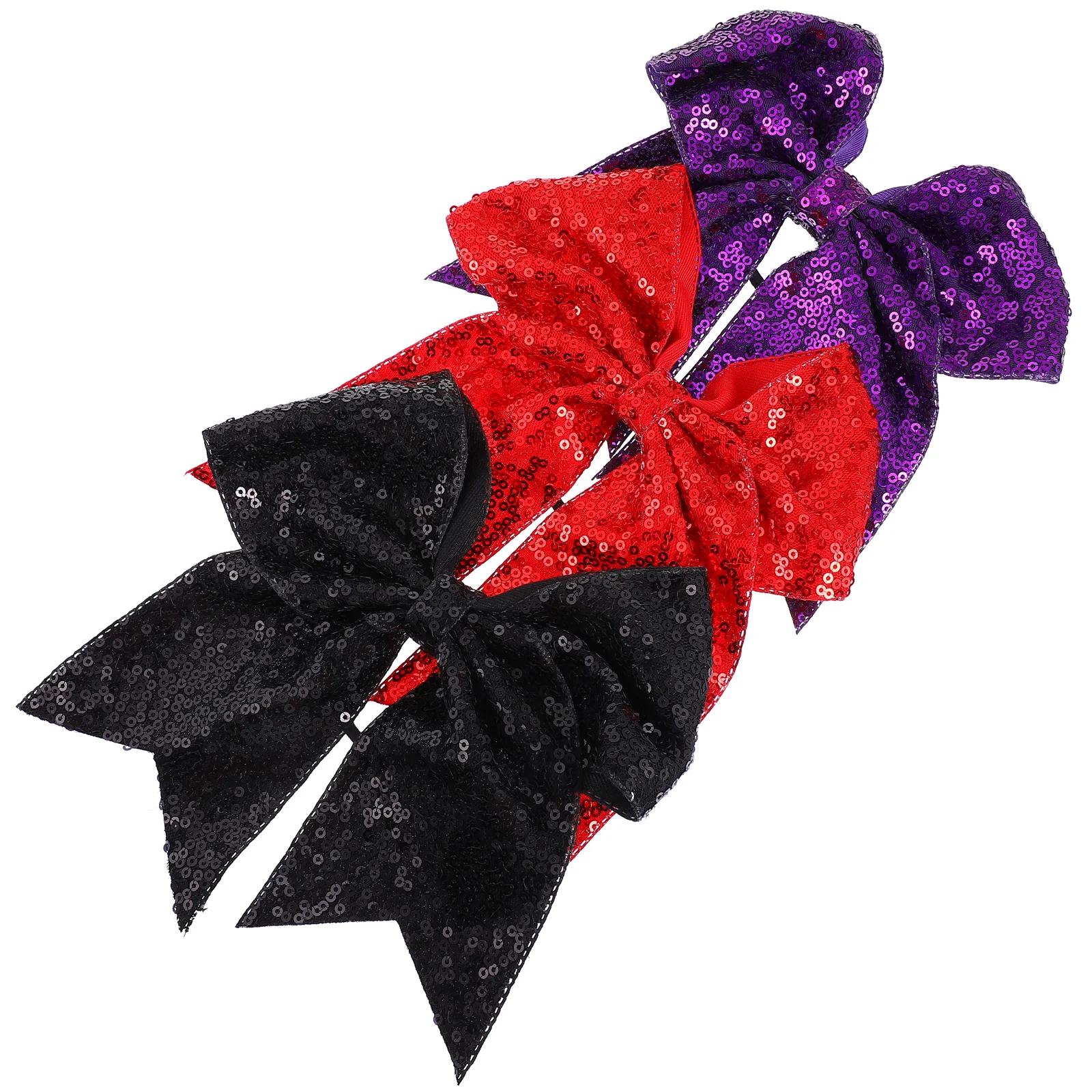 

3 Pcs Halloween Hair Tie Glitter Bow Clip Accessory Ponytail Holder Rope Barrettes Sequins Headband Large