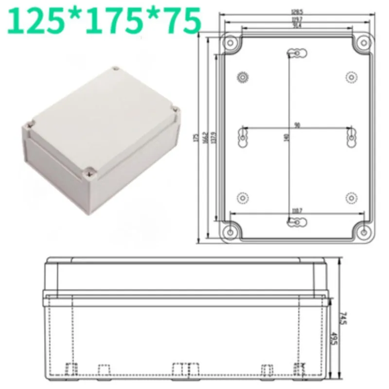 1Pc 125x175x75mm Button wiring indoor and outdoor waterproof box